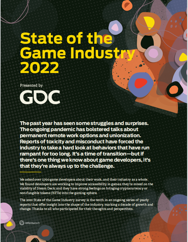 游戲開發(fā)者大會GDC2022年游戲行業現狀調查報告